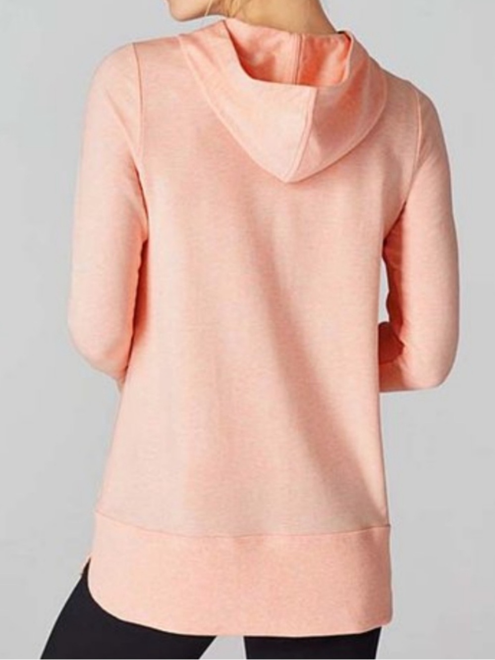 J. Jill Pure Jill Harmony Rib-Trimmed Hoodie, Soft Coral Dust Heather, XL - Picture 3 of 13